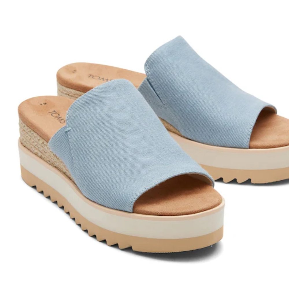 Toms - Diana Denim Platform Espadrille Wedge Slides - Sz 10 - NWOT